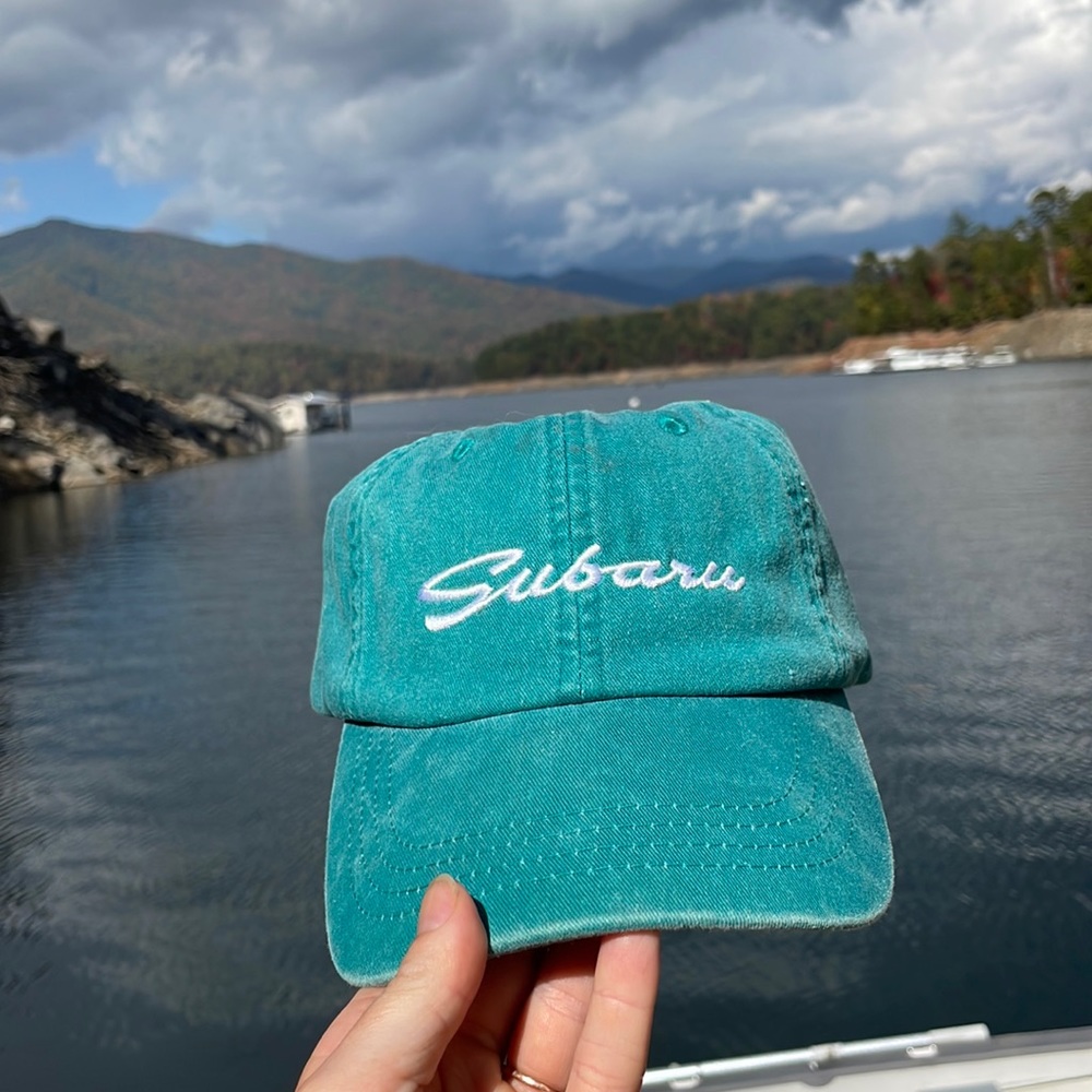 Leather Strap Teal Subaru Hat
